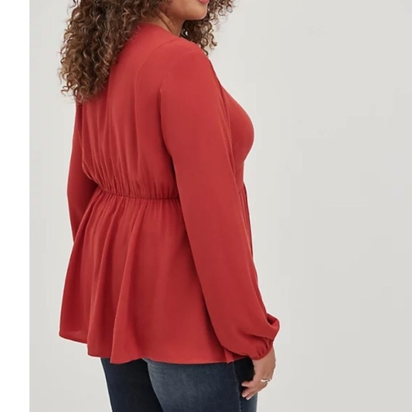 NWT TORRID BABYDOLL BLOUSE - GAUZE SPICE RED - Picture 4 of 6